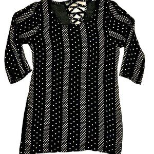 Ecote Urban Outfitters Sheer‎ Black and Gold Polka Women's Tunic Size S Beach